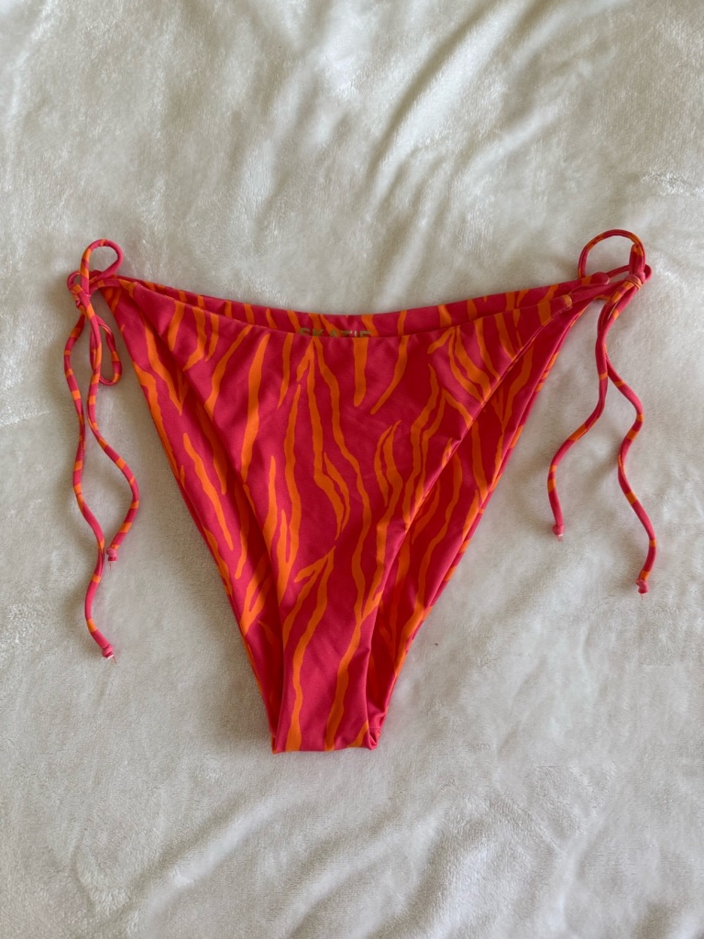 Skatie Hot Pink and Orange Zebra Tie-Side Bikini Bottoms